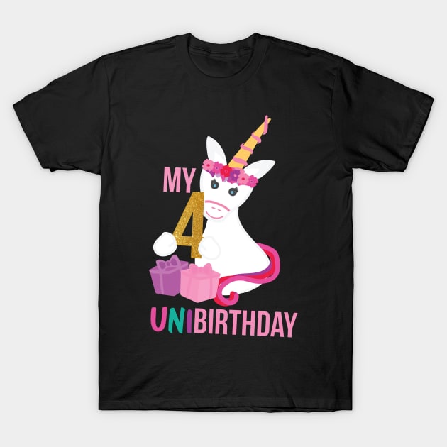 My 4th UNIBIRTHDAY - Unicorn Birthday party T-Shirt by sigdesign